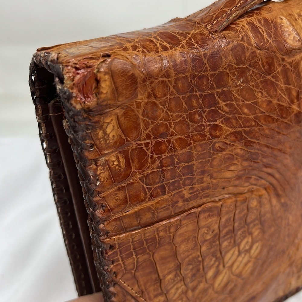 Crocodile Top Handle Large Structured Clutch Hand… - image 5